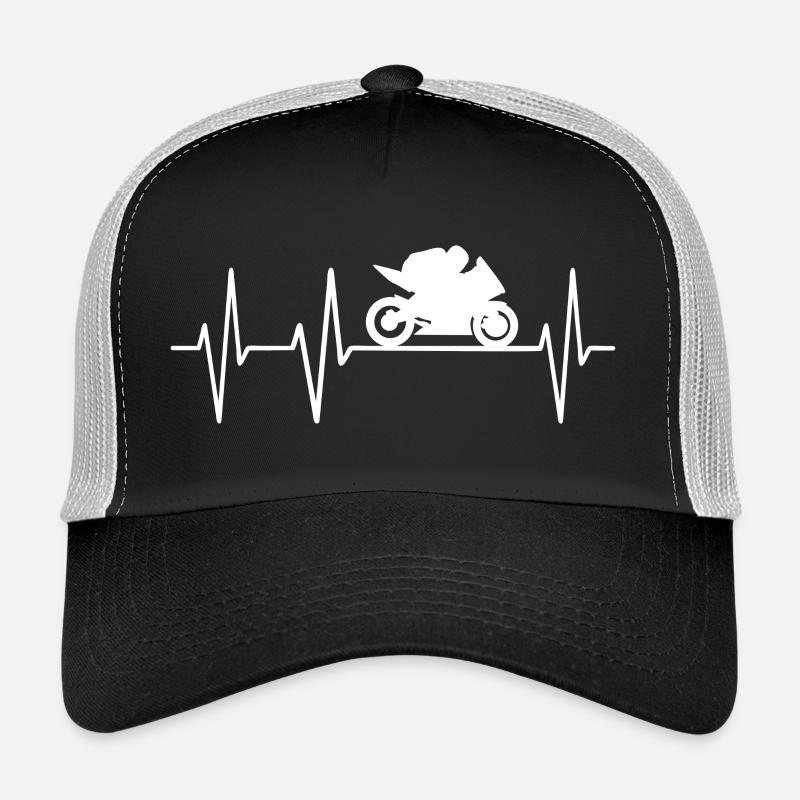 Motorcycle Heartbeat Heart Pulse Heartbeat Machine Trucker Cap