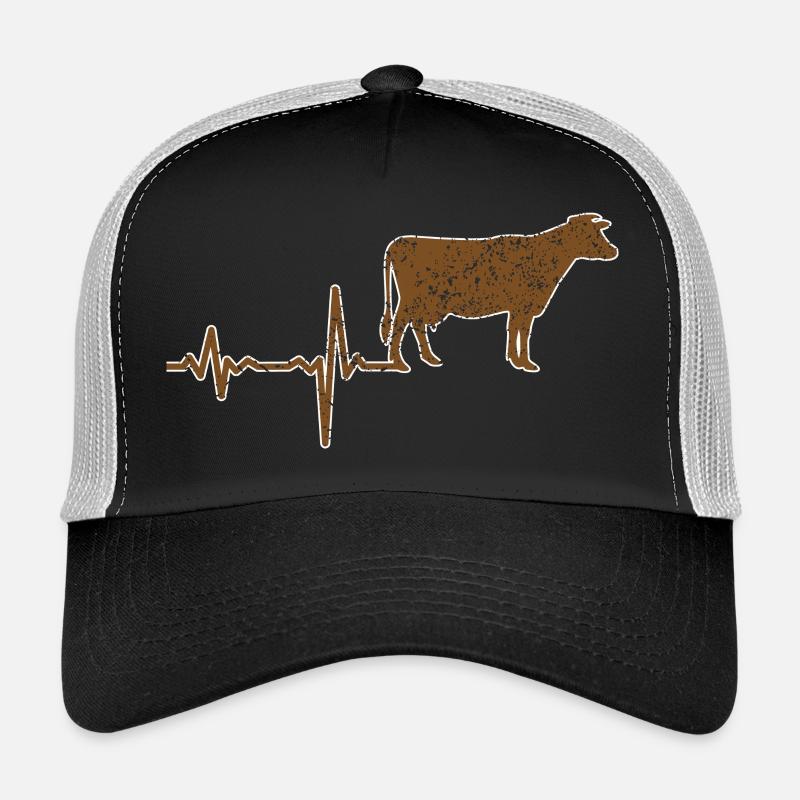 Geschenk Heartbeat Kuh Rind - Trucker Cap - Schwarz/Steingrau