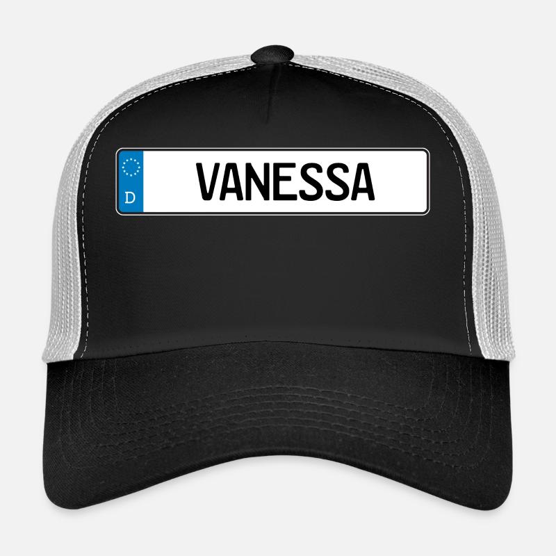 Vanessa Namensschild Geschenk - Trucker Cap - Schwarz/Steingrau