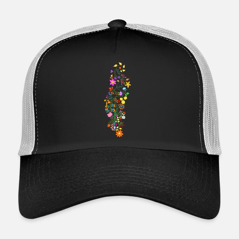 Blumenranke - Trucker Cap - Schwarz/Steingrau
