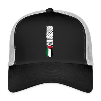 Palestinian scarf - Trucker Cap - black/stone grey - Front