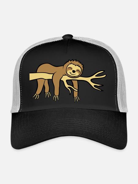 Joyeux paresseux suspendu - Casquette trucker  - noir/gris pierre - Devant