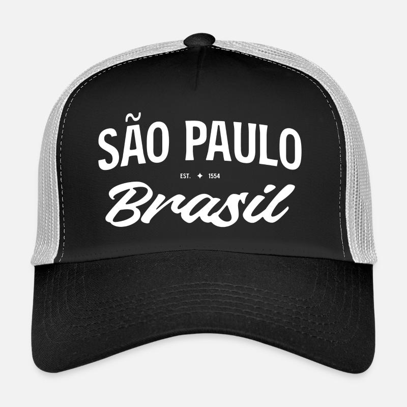Script rétro de São Paulo Brasil - Casquette trucker  - noir/gris pierre