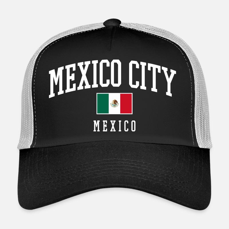 Drapeau typographique de Mexico - Casquette trucker  - noir/gris pierre