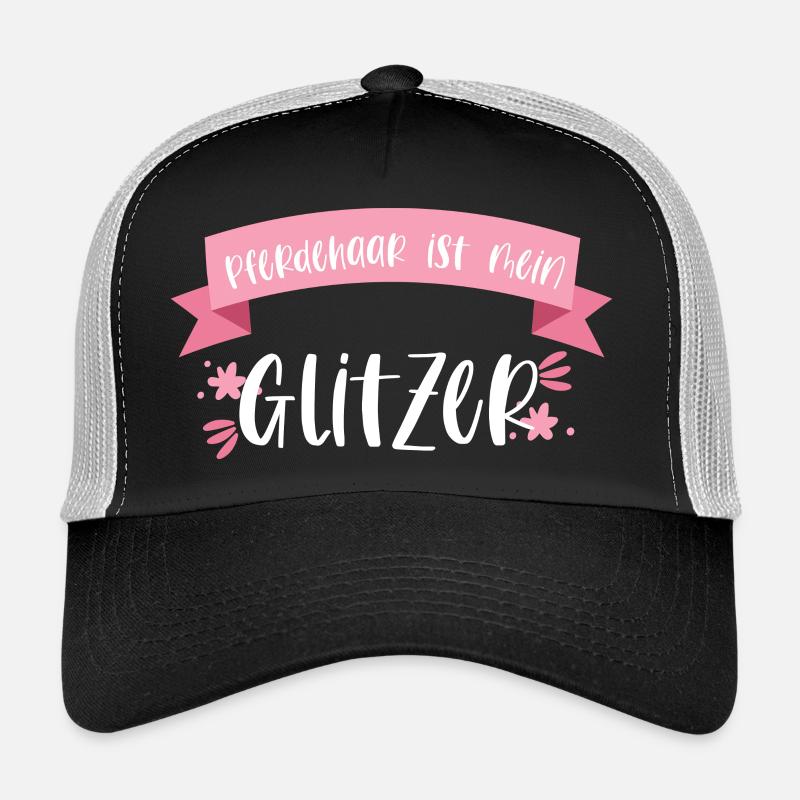 Pferd Reiten Pferdehaar Pferde Glitzer Geschenk - Trucker Cap - Schwarz/Steingrau