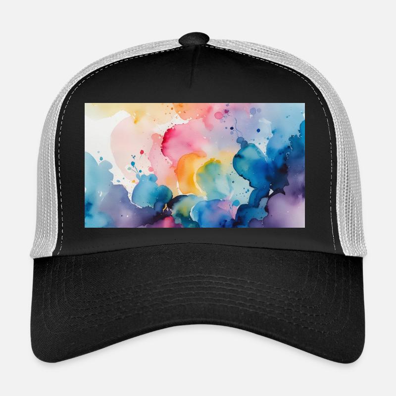 Watercolor Explosion Art Design - Trucker Cap - black/stone grey