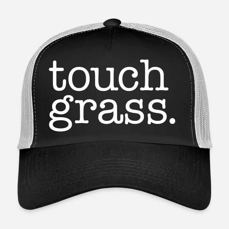 Touch grass white - Trucker Cap - black/stone grey