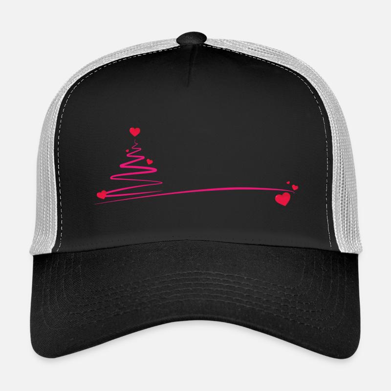 Weihnachtsbaum mit Herzen - Trucker Cap - Schwarz/Steingrau