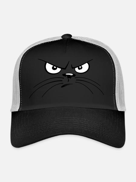 angry cat - Trucker Cap - black/stone grey - Front