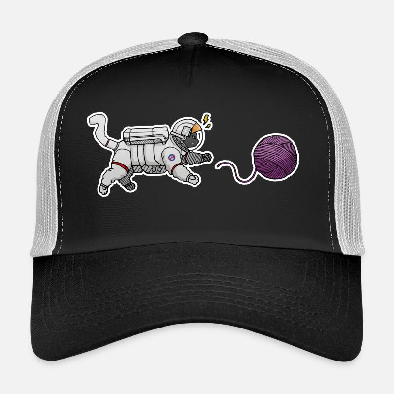 Chat astronaute - Casquette trucker  - noir/gris pierre
