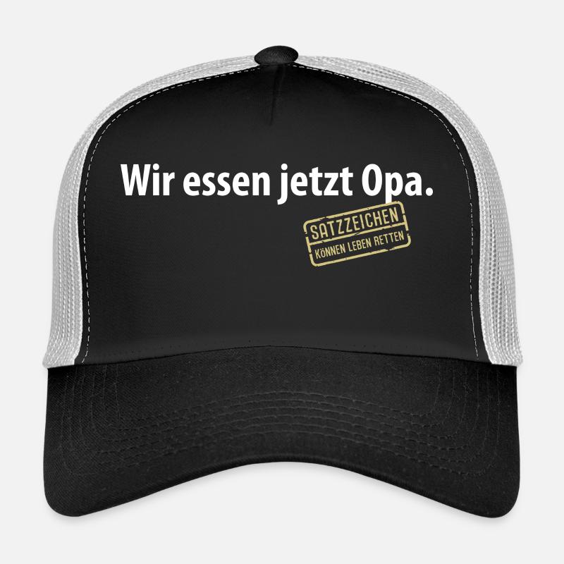 Wir essen jetzt Opa Satzzeichen Komma Leben retten - Trucker Cap - Schwarz/Steingrau
