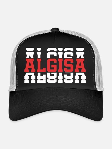 Algisa t-shirt t-shirt idée cadeau texte empilé - Casquette trucker  - noir/gris pierre - Devant
