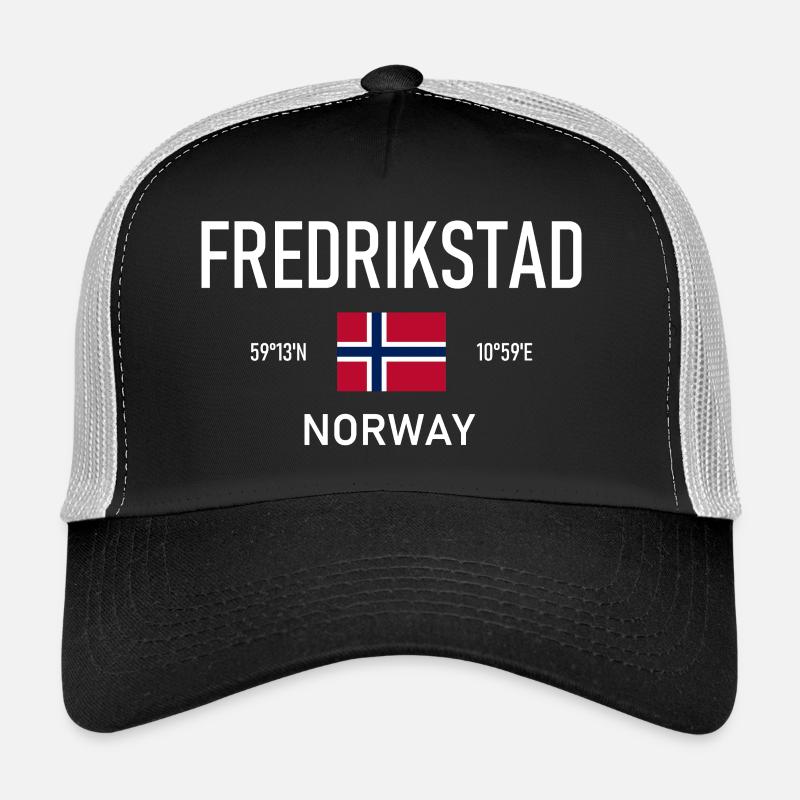 Fredrikstad - Norvège - Coordonnées - Drapeau Casquette trucker 