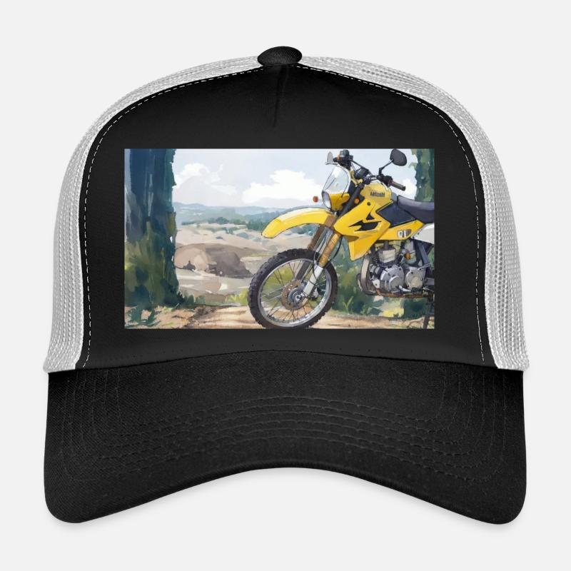 Motorcycle in Mountain Landscape Trucker Cap