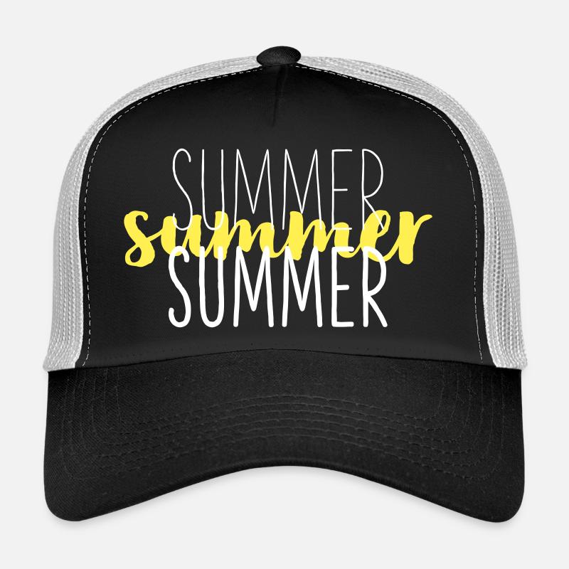 Summer Typo Overlay Gelbes Script Trucker Cap