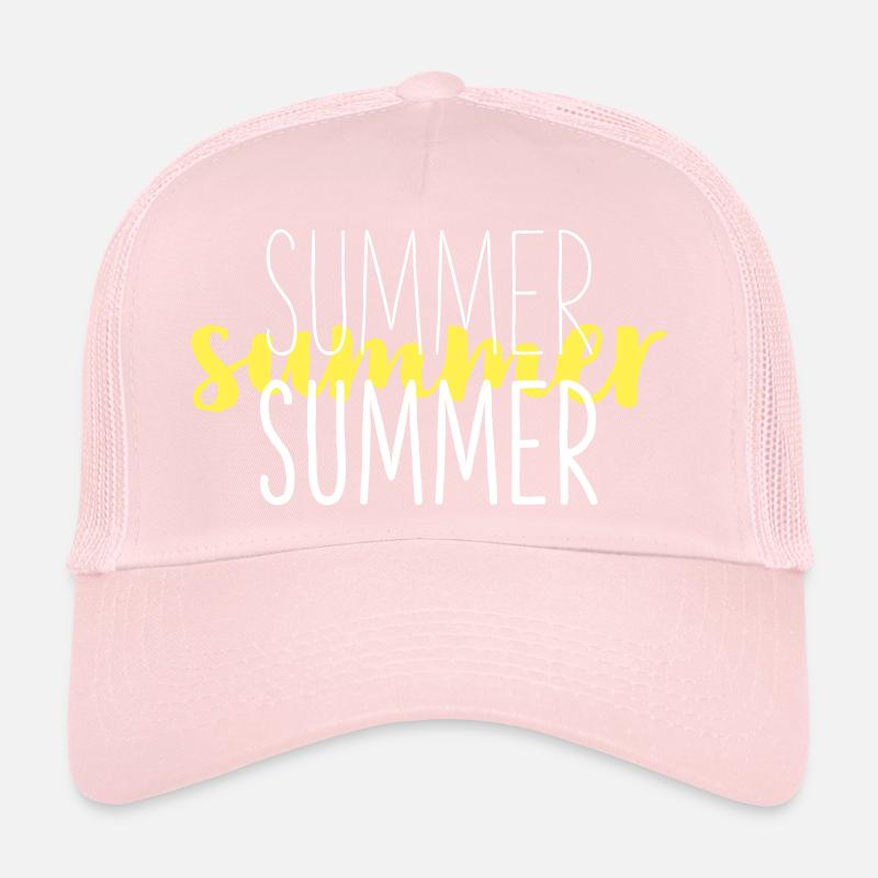Summer Typo Overlay Yellow Script Trucker Cap