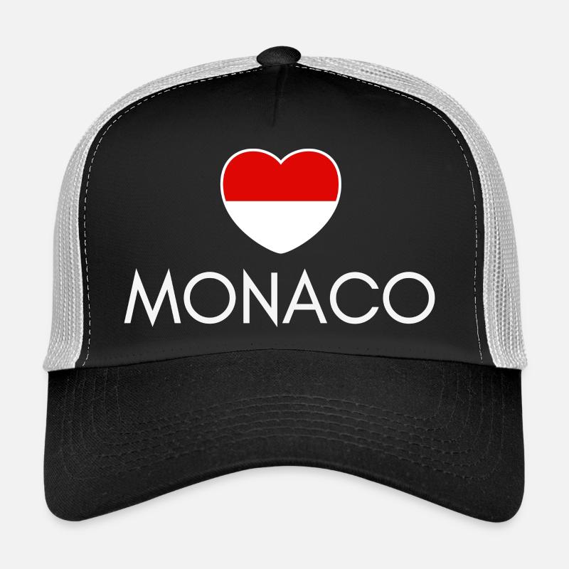 Cœur avec le drapeau de Monaco, j’adore Monaco Casquette trucker 