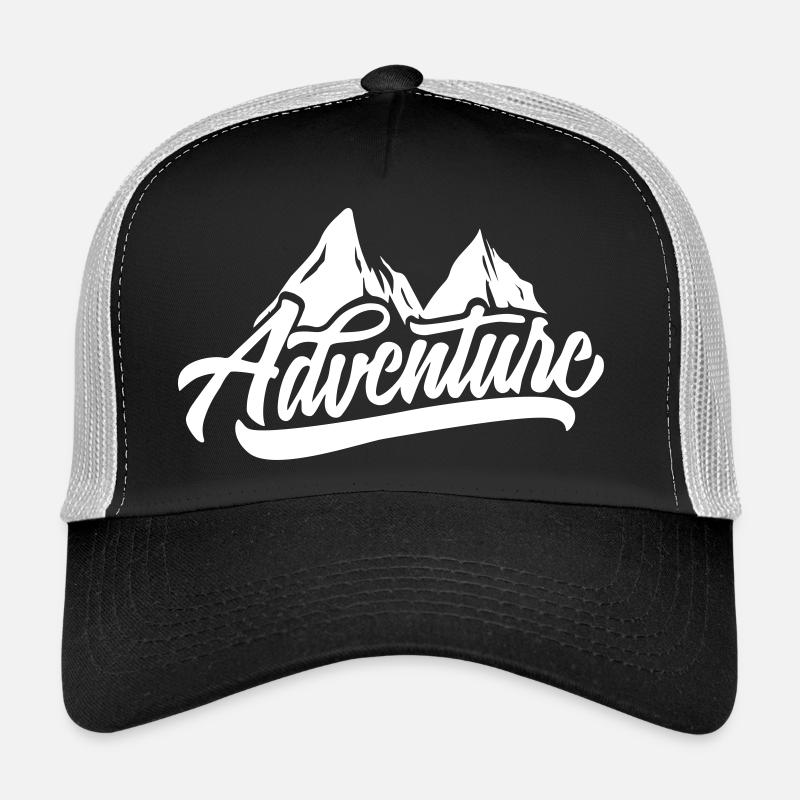 Bergabenteuer Script: Gipfelmotiv - Trucker Cap - Schwarz/Steingrau