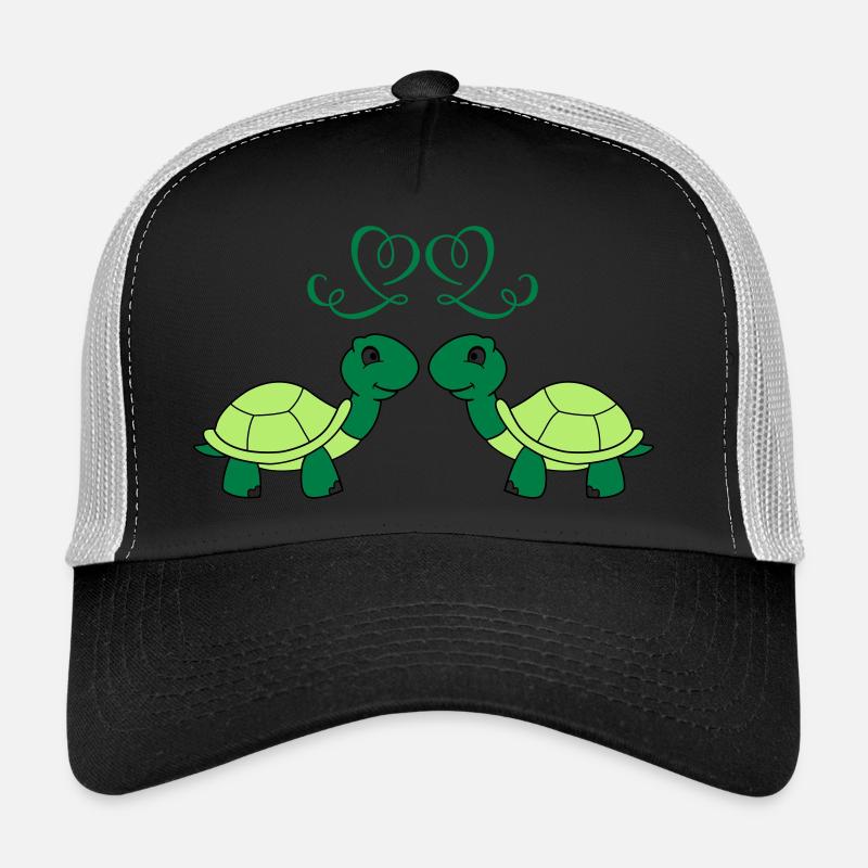 schildkroeten_verliebt_002 - Trucker Cap - Schwarz/Steingrau