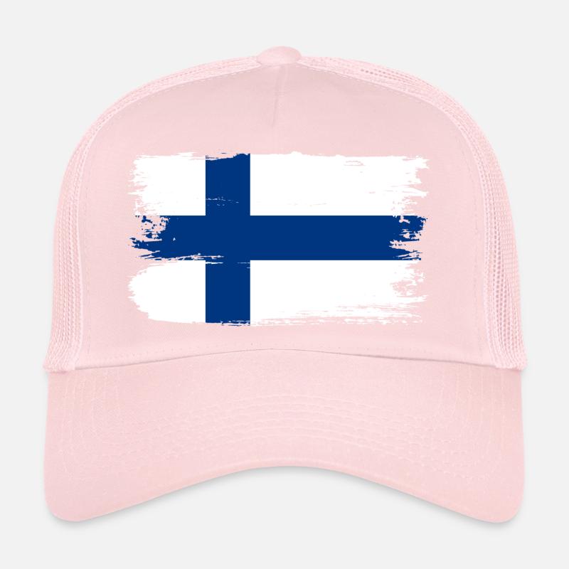 Finnish Flag Brush Stroke Trucker Cap