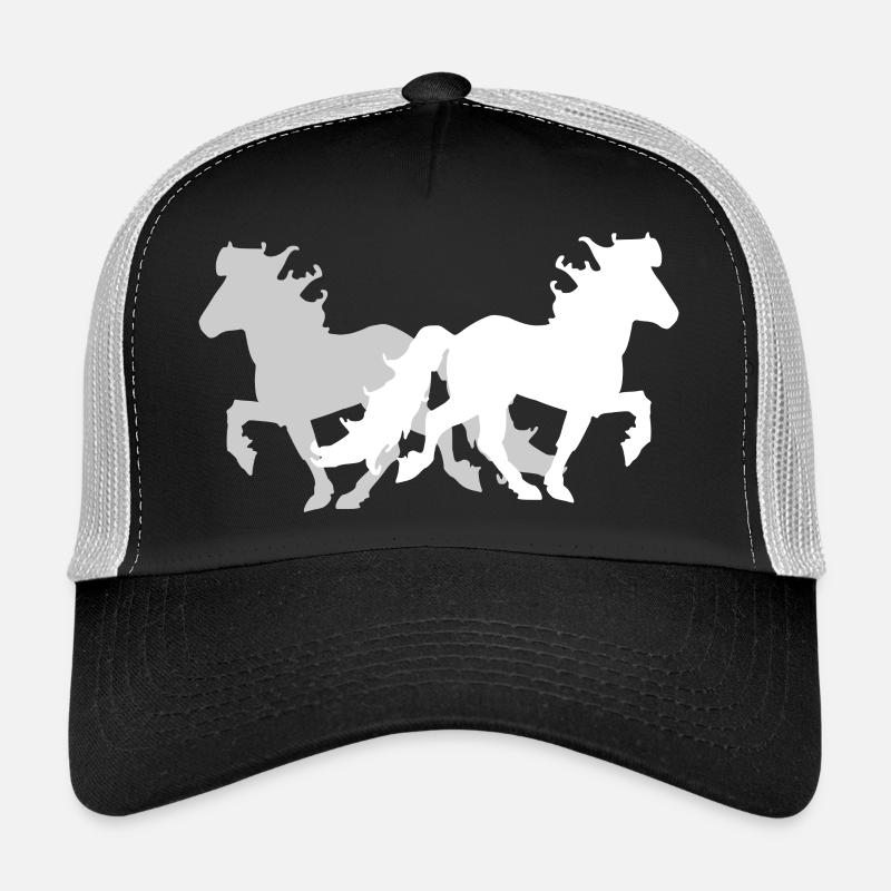 2 Islandpferde elegant Tölt Damen Mädchen Kinder - Trucker cap - sort/stengrå