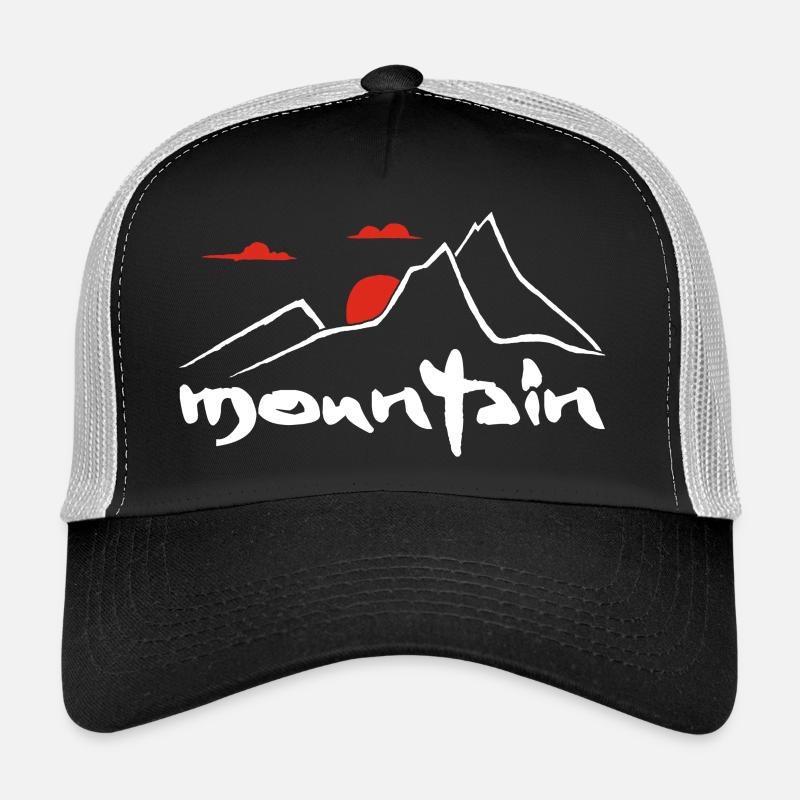 Weißer Berg und rote Sonne Trucker Cap