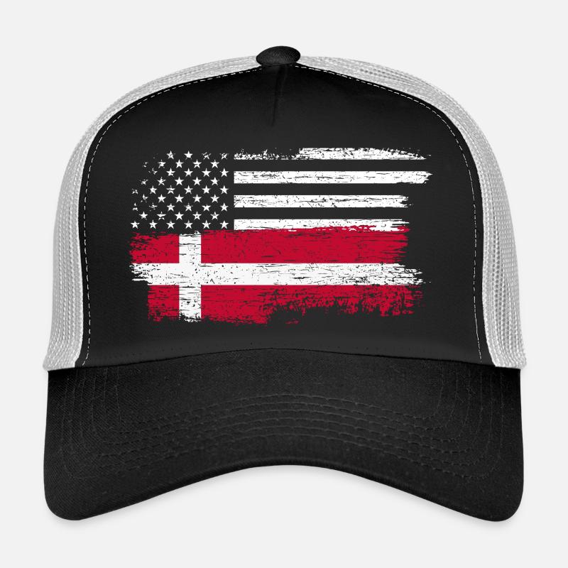 Grunge US Drapeau Danois Fusion Casquette trucker 