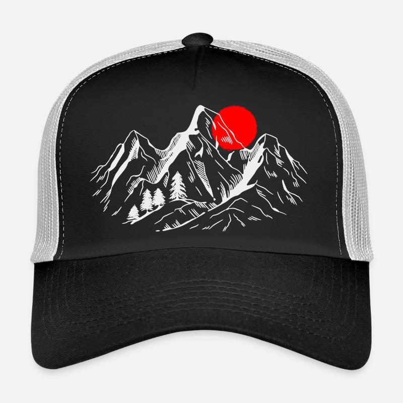Soleil pourpre sur les sommets alpins Casquette trucker 