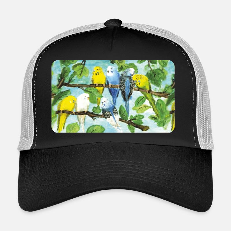 Perruches sur un arbre - craie pastel Casquette trucker 