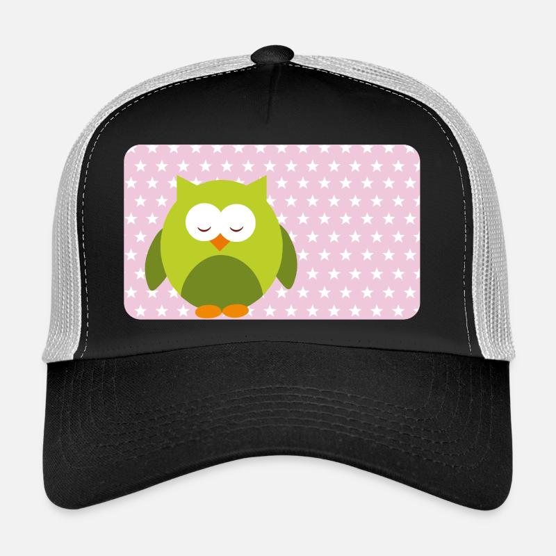 Lustige Eule mit Sternchen rosa | personalisierbar - Trucker Cap - Schwarz/Steingrau