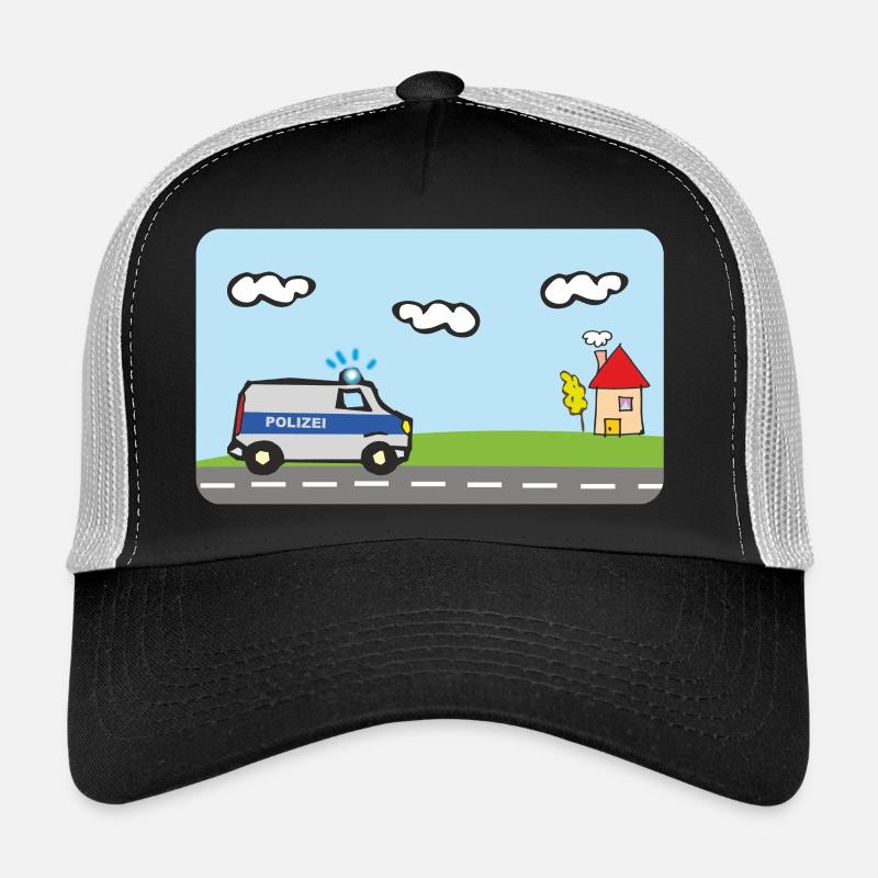 Polizei - Polizeiauto - Einsatzfahrzeuge  - Trucker Cap - Schwarz/Steingrau