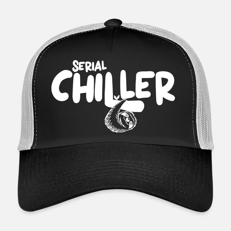 Süßes Lazy Vibes Tee – Geschenk Idee Serialchiller - Trucker Cap - Schwarz/Steingrau