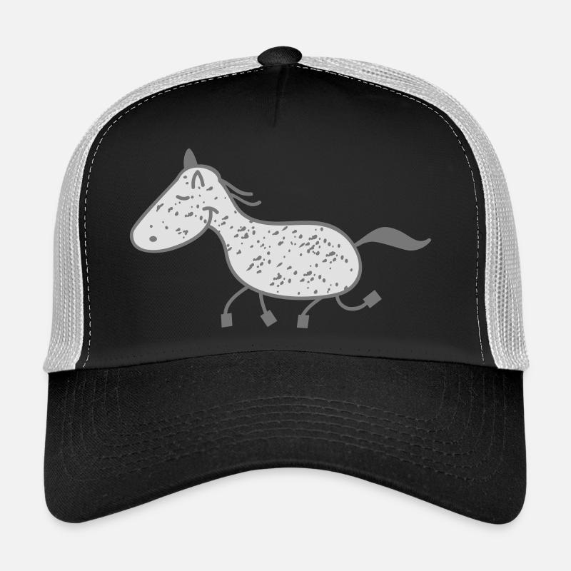 Schimmel- Pferd - Trucker Cap - Schwarz/Steingrau