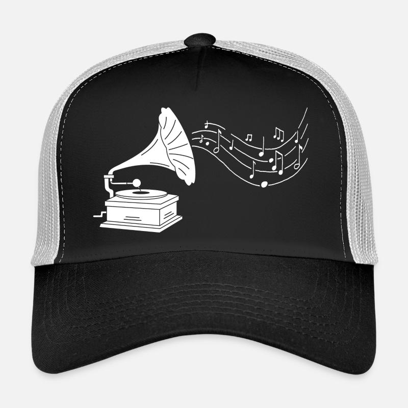 gramophone blanc et musique Casquette trucker 