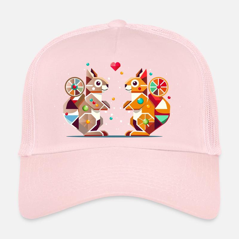 Two squirrels with heart colorful eye-catcher Trucker Cap