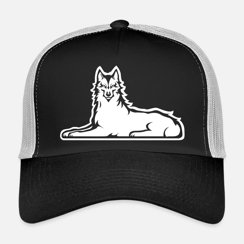 Chechen White Wolf - Trucker Cap - black/stone grey