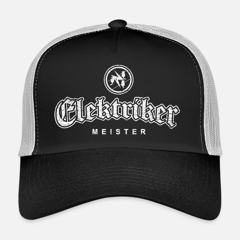 Elektriker Meister coole Schrift und Zunftzeichen - Trucker Cap - Schwarz/Steingrau
