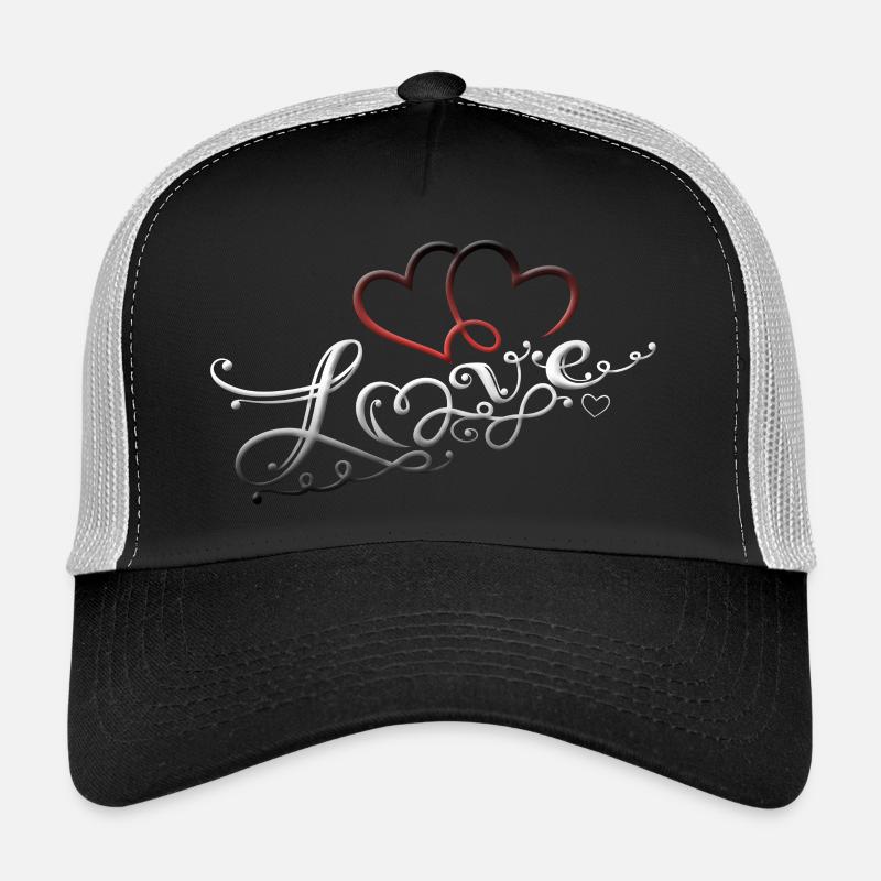 Zwei Herzen mit Love und infinity Symbol Trucker Cap