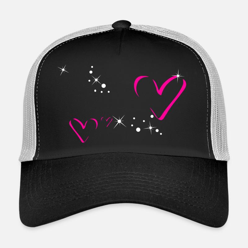 Glitzer Herzen Pink Personalisierbar - Trucker Cap - Schwarz/Steingrau