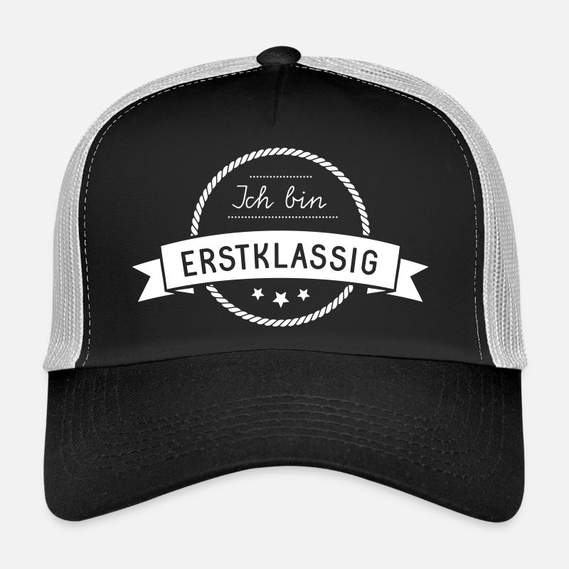 erstklassig - Einschulung - Farbe anpassbar! - Trucker Cap - Schwarz/Steingrau