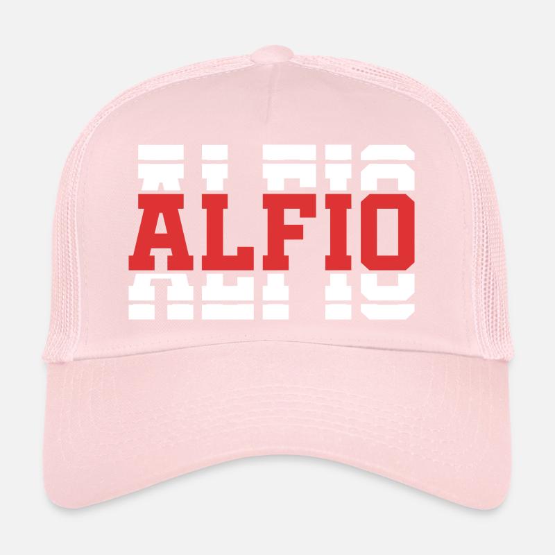 Alfio T-Shirt Geschenkidee gestapelter Text Trucker Cap