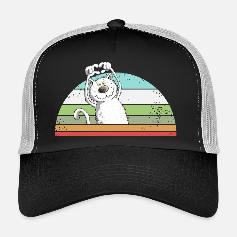Droll Cat Cartoon Vintage Cat Lover Casquette trucker 