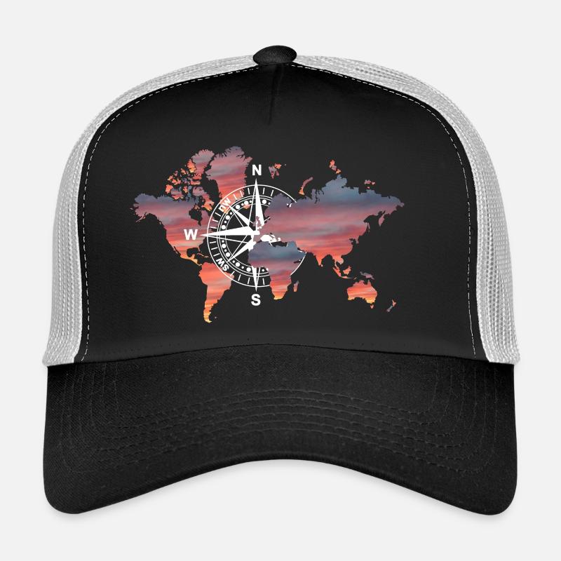 Welt Kompass - Trucker Cap - Schwarz/Steingrau