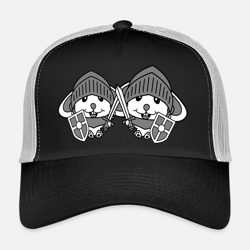 2 Bunnies Knight Sword Shield Armor Helmet Hero Trucker Cap