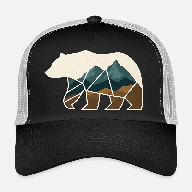 Bär Design geometrisch - Trucker Cap - Schwarz/Steingrau