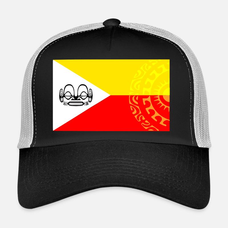 Marquesan Flagge - Personalisiert 1 - Trucker Cap - Schwarz/Steingrau