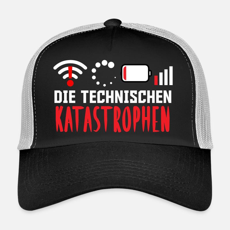 Nerd Computer DIE TECHNISCHEN KATASROPHEN LUSTIG - Trucker Cap - Schwarz/Steingrau