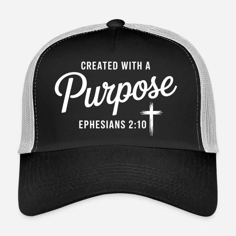 Purposeful Faith Cross Emblem - Trucker Cap - black/stone grey