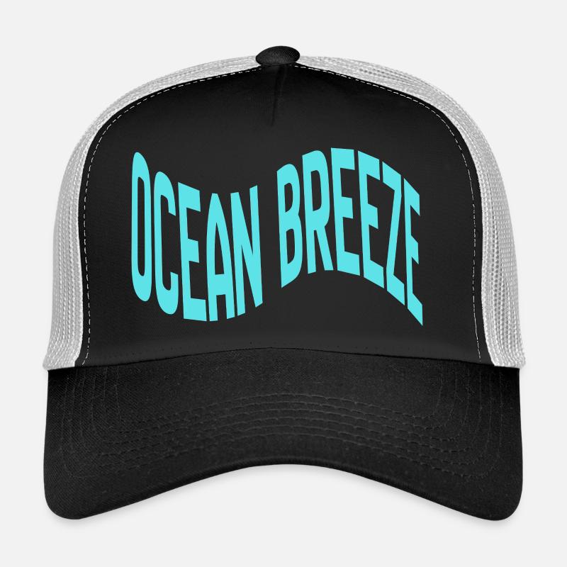 Ocean Breeze gebogene Typografie - Trucker Cap - Schwarz/Steingrau