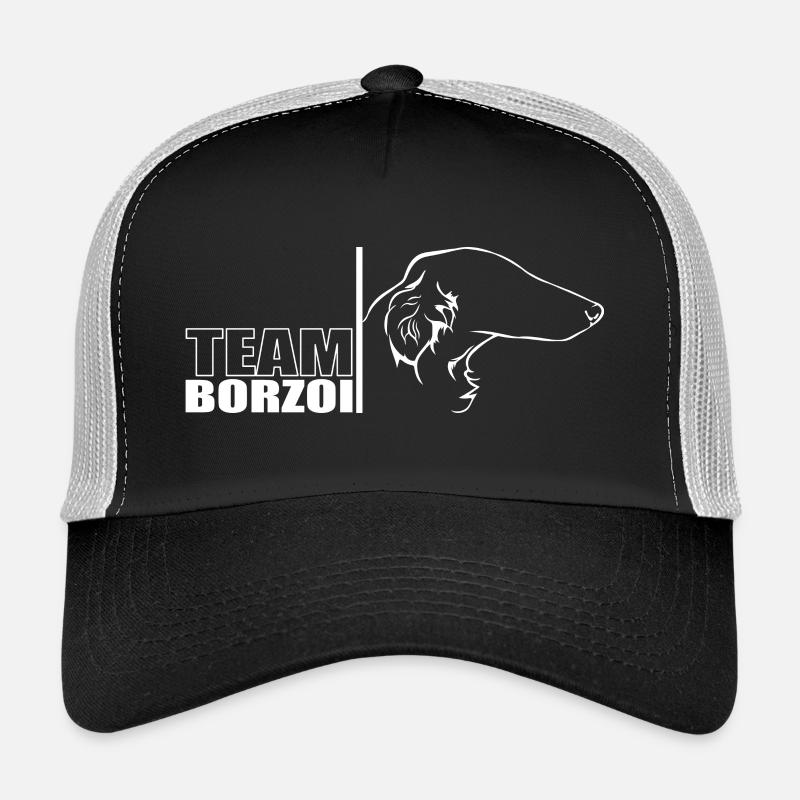 TEAM Borzoi Hunde Hund Barsoi Wilsigns - Trucker Cap - Schwarz/Steingrau